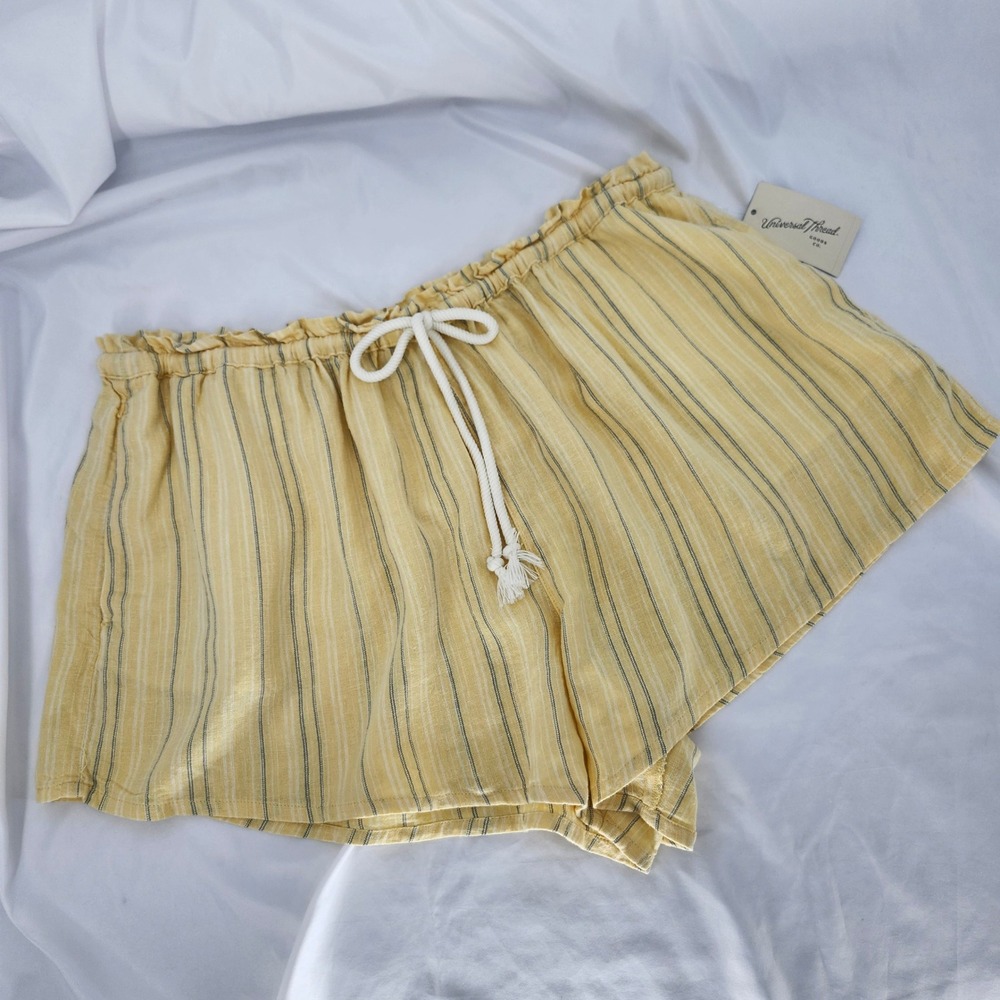 Universal‎ Thread Womens Coastal Beach Summer Linen Blend Shorts XXL Yellow NWT
